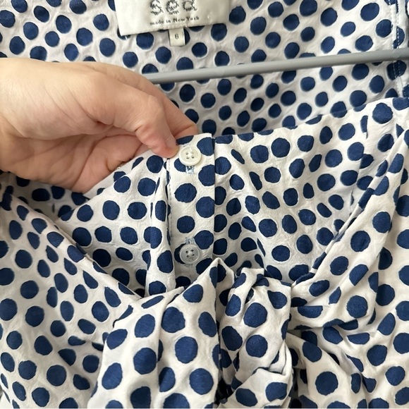 Sea New York 100% Cotton Button Tie Front Puff Sleeve Blouse Size 6 - Picture 6 of 10